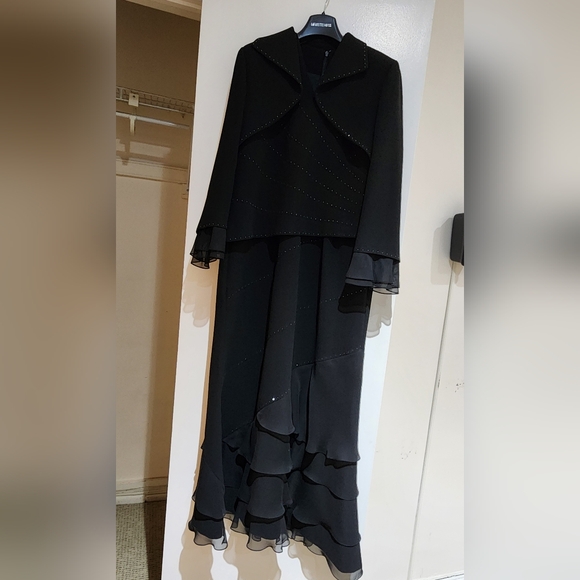 JUNNIE LEIGH SLEEVELESS GOWN AND BOLERO JACKET BLACK SIZE 14 - Picture 5 of 12